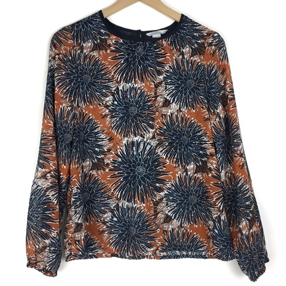 H&M Blouse Top Floral Sheer Flowy Long Sleeve Textured Lightweight Size 8 NWT - Picture 11 of 11